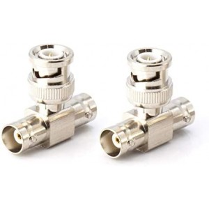 BNC T Adapter - T-Shaped Coax Splitter - 1 Male Port to 2 Female Ports, Coaxial Cable Extension - 100 Pack