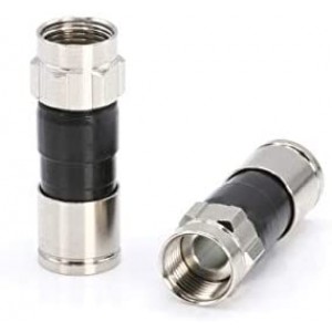 Coaxial Cable Compression Fitting - 50 Pack Connector - for ET-RG6 Coax Cable - with Weather Seal O Ring and Water Tight Grip