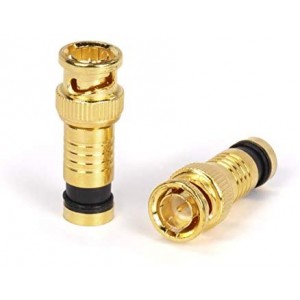 Gold Compression BNC for ET-RG6 Cable Pack of 50 with High Grade Metals Male BNC Connectors for CCTV SDI HD-SDI Security Camera