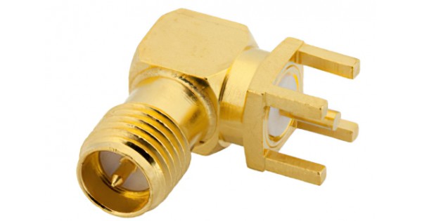 RP SMA Female Right Angle Connector Solder Attachment Thru Hole PCB ...