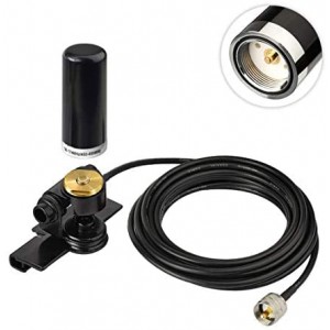 Vehicle Ham Mobile Radio Antenna VHF UHF 136-174MHz 400-470MHz Antenna with Lip Mount Fixed Bracket 5m 16.5 feet ET-RG58 Cable