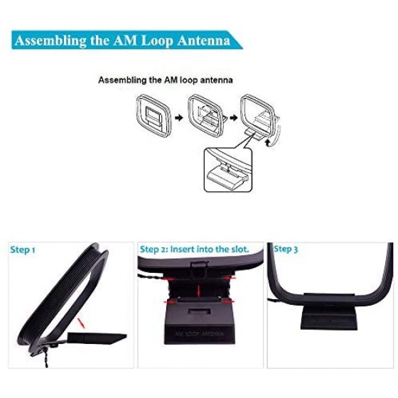 AM Loop Antenna with 3 Pin Plug Connector Adapter for 3-pin AM FM ...