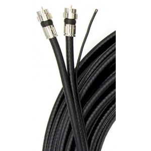 100ft Dual with Ground ET-RG6 Twin Coax Cable (Siamese Cable) with 18AWG Satellite Antenna & CATV Compression Connectors Black