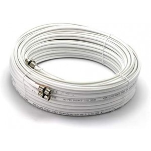 100ft Dual with Ground ET-RG6 Twin Coax Cable (Siamese Cable) with 18AWG Copper Ground Wire Satellite Antenna & CATV White