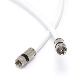 12 Feet White - Solid Copper Coax Cable - ET-RG6 Coaxial Cable with Connectors, F81 / RF, Digital Coax for Audio/Video, Cable TV, Antenna, Internet, & Satellite