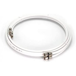 25ft Dual ET-RG6 Coax Twin Coaxial Cable (Siamese Cable) 18AWG Coaxial Cable Satellite, Antenna, & CATV Grade with Compression Connectors, White