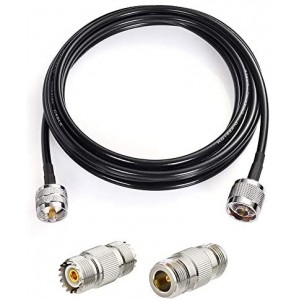 N Male to PL259 RF Coaxial Coax Cable 3ft + 2pcs Adapter Kit N-Type to UHF Cable + N Female / SO239 Adapter Kit