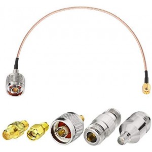 SMA Male to N Male RF Coaxial Coax Cable 6inches + 5pcs RF Coax Adapter Kit SMA-N Cable + SMA to N Male/Female Adapter KIT